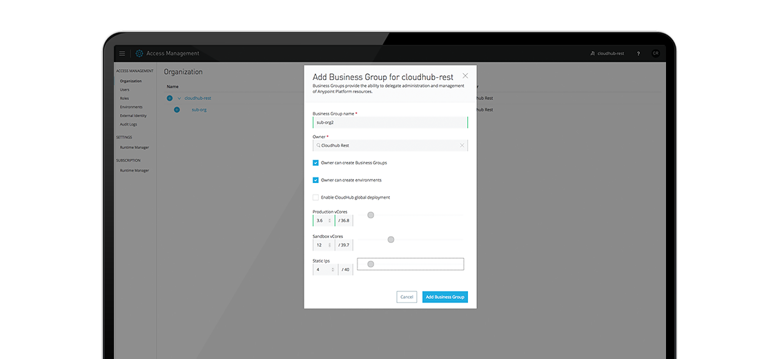 Managed access screenshot