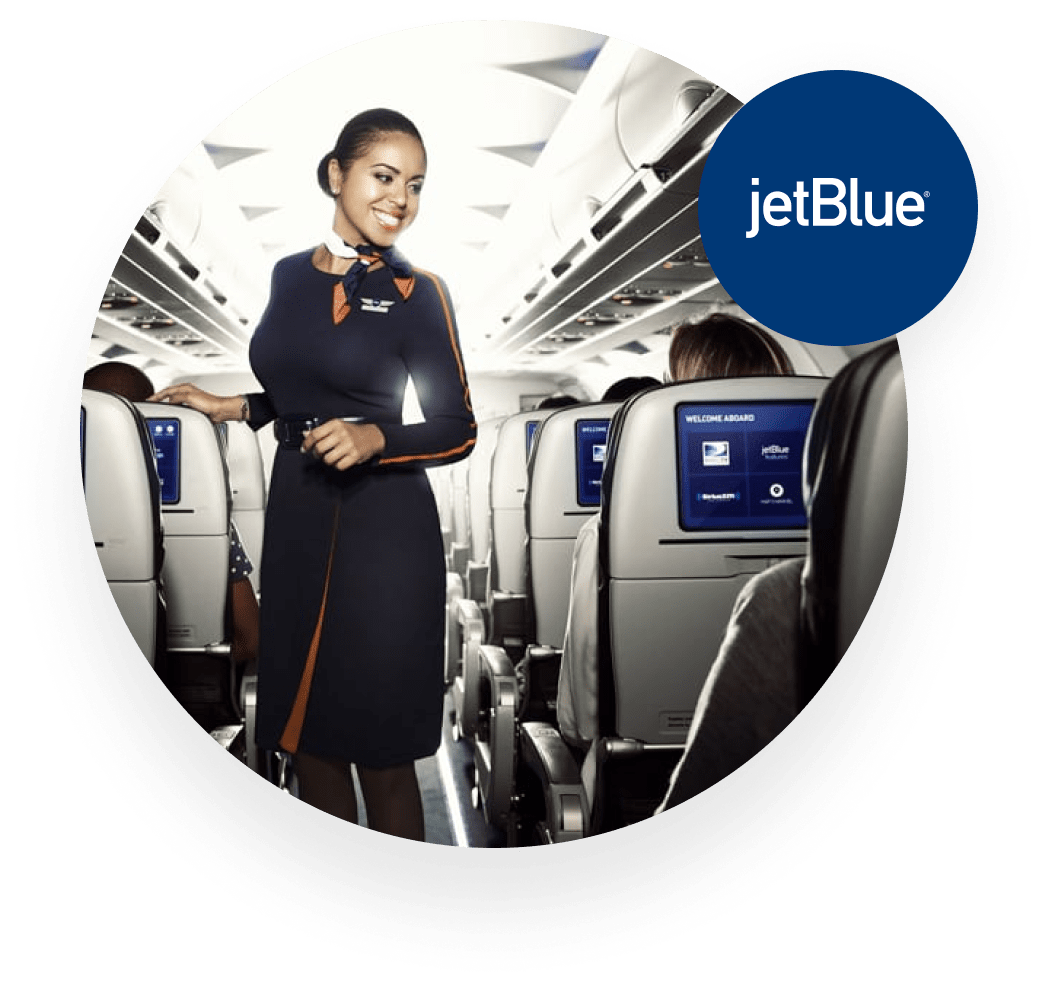 フライト中のjetBlue機内の客室乗務員