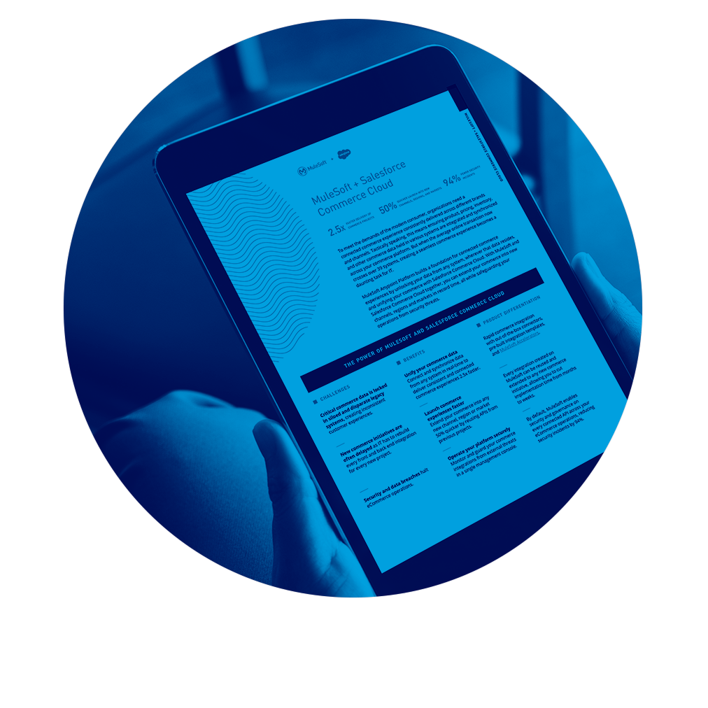 MuleSoft and Salesforce Commerce Cloud whitepaper on tablet