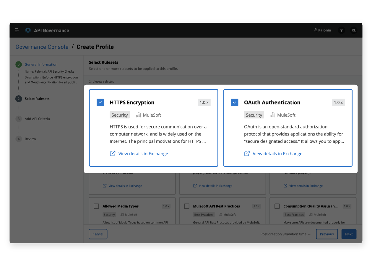 Padrões de qualidade de design do API Governance