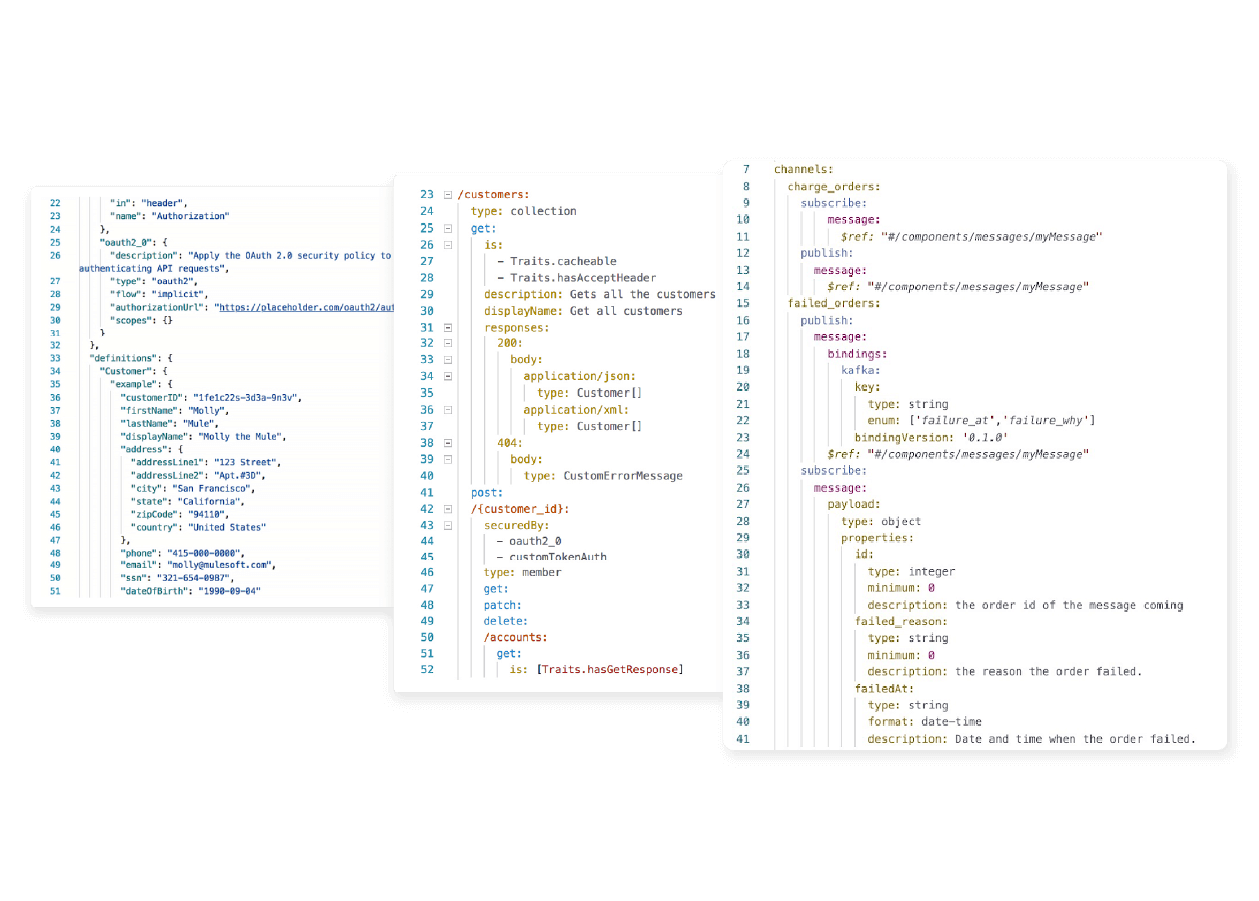 Fonctionnalités de la section principale d'API Designer 2