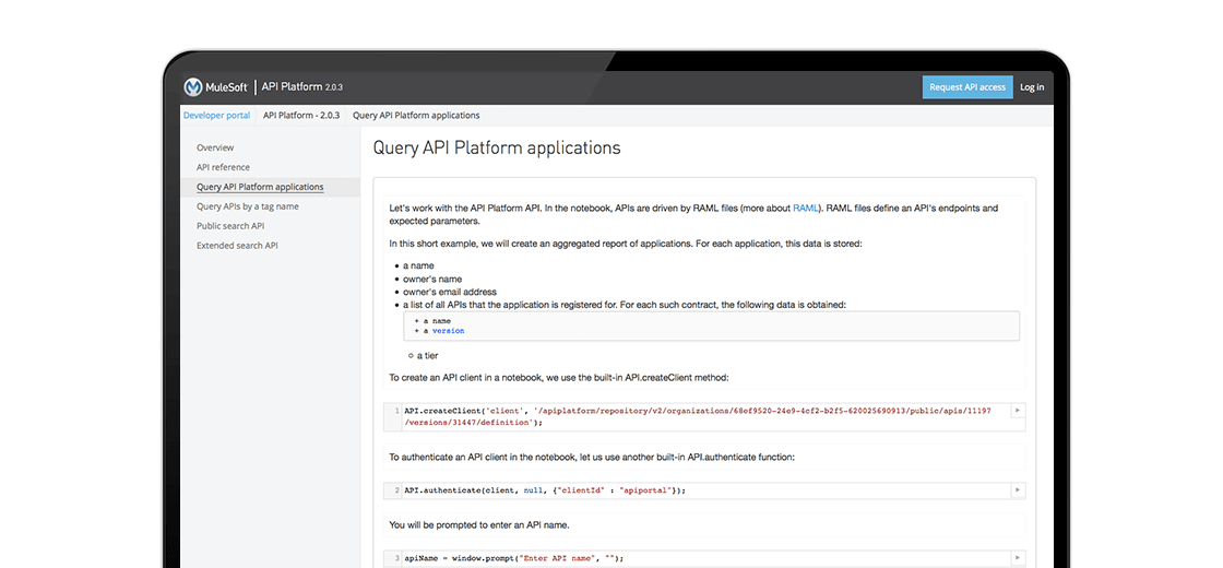 Api portal Api notebook