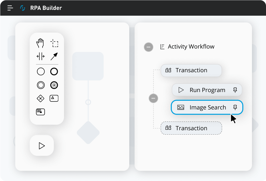 MuleSoft RPA Builder Screen: Activity Workflow