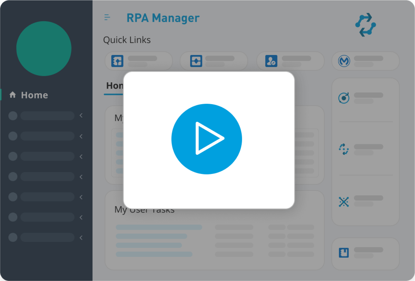 MuleSoft RPA Manager Screen: integriertes Lernportal, Onboarding-Ressourcen und Community-Forum