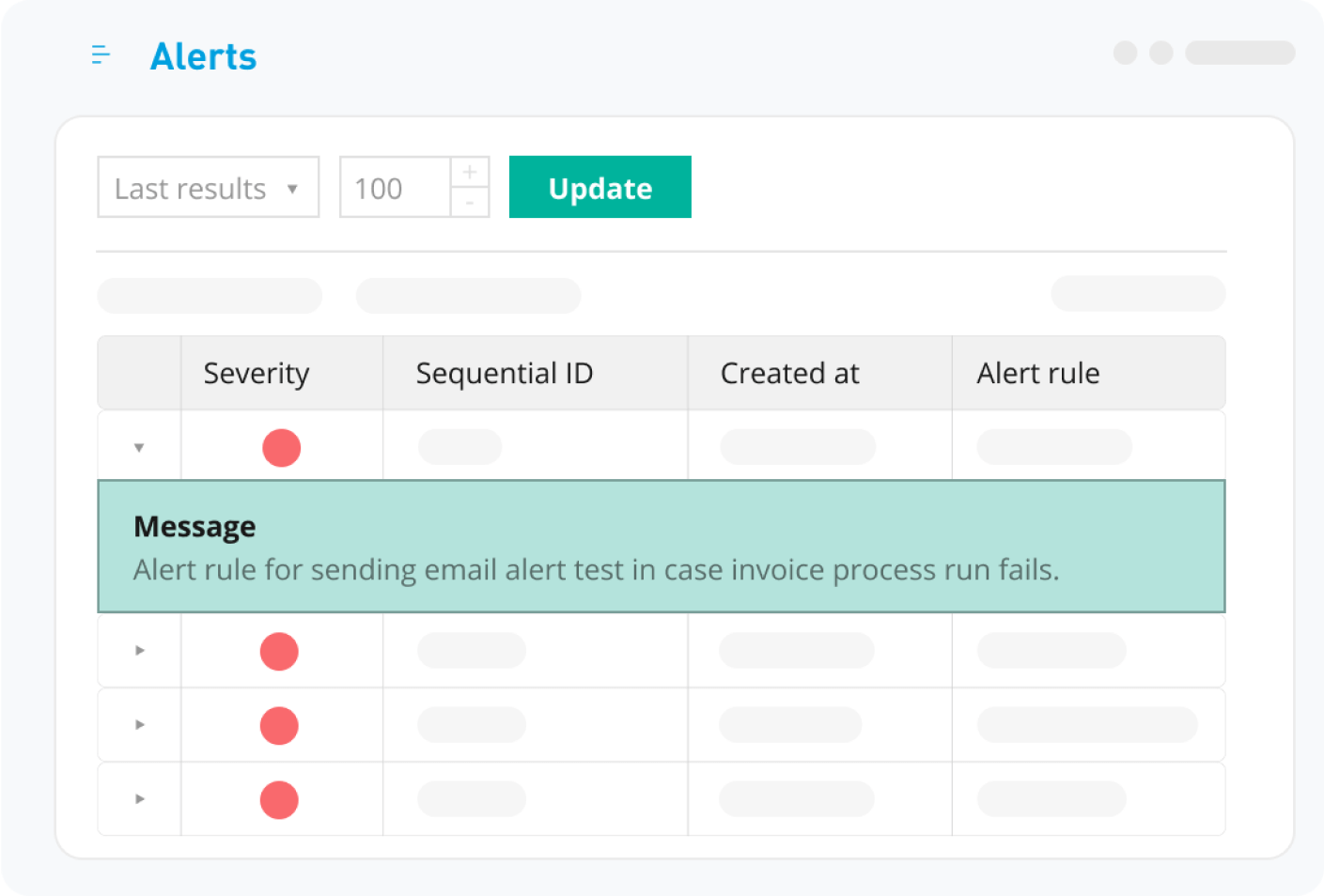MuleSoft RPA Manager screen showing an alert rules so that you can get immediate notifications as soon as an error occurs in your flow.