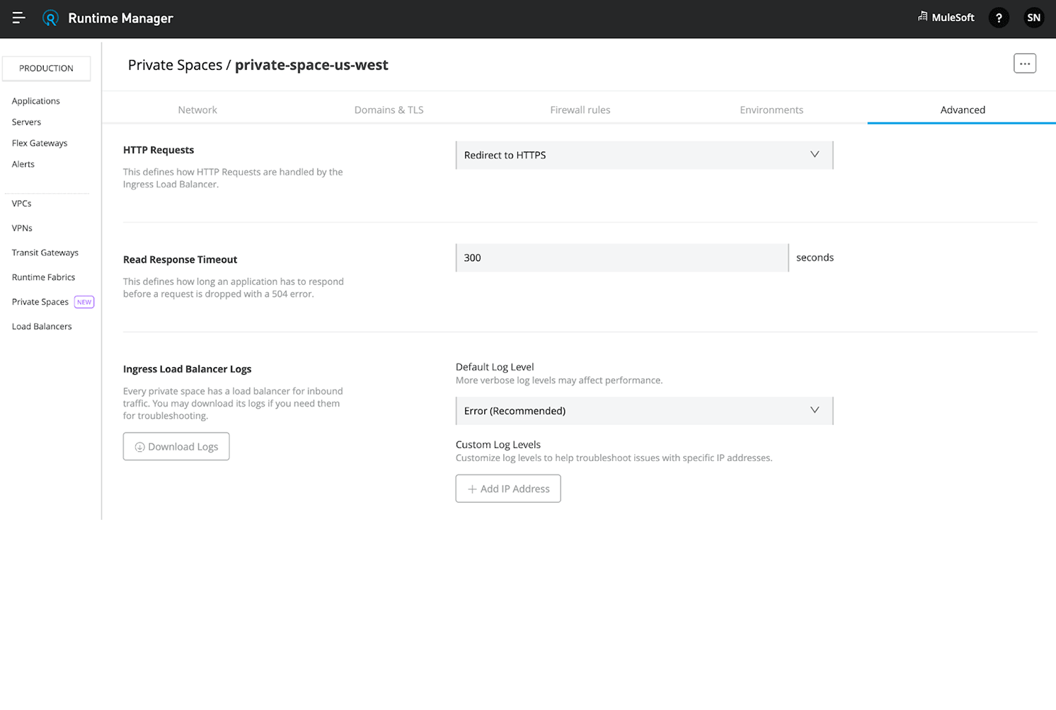 CloudHub 2.0-Prozess: Optimieren der Abläufe mit integriertem, automatisch skaliertem Ingress und vereinfachtem Management statischer IP-Adressen.