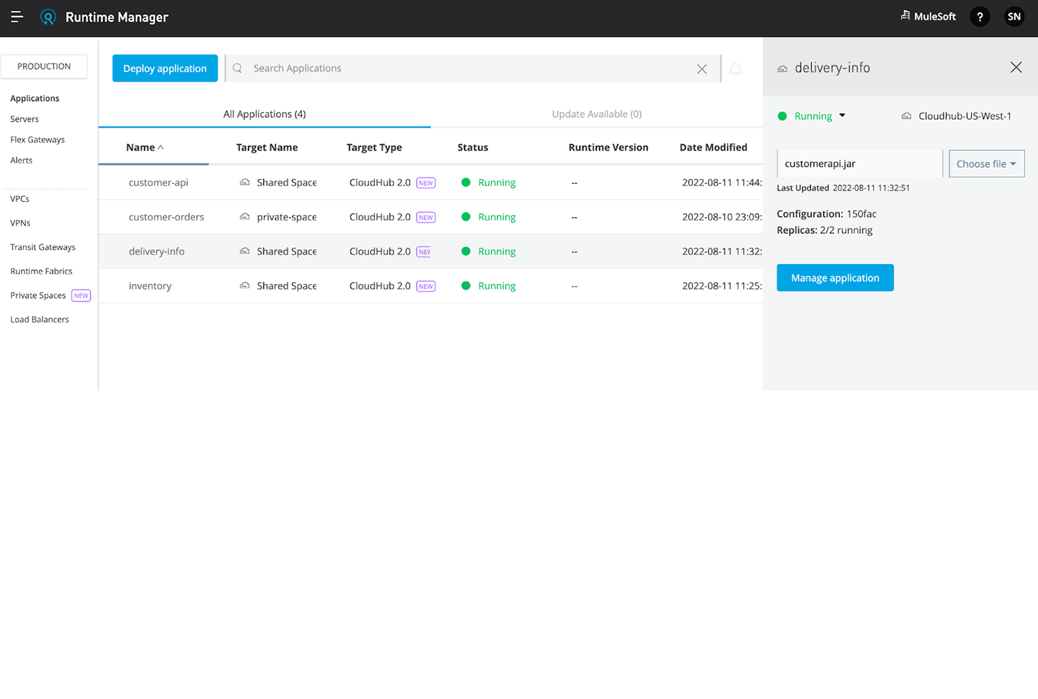 CloudHub 2.0 のプロセスでは、新しい軽量コンテナベースの分離により、アプリケーションのパフォーマンスを向上させ、迅速にスケーリングする方法を紹介しています。