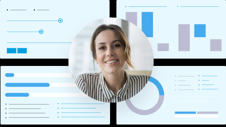 Salesforce integration smiling customer face with interface background