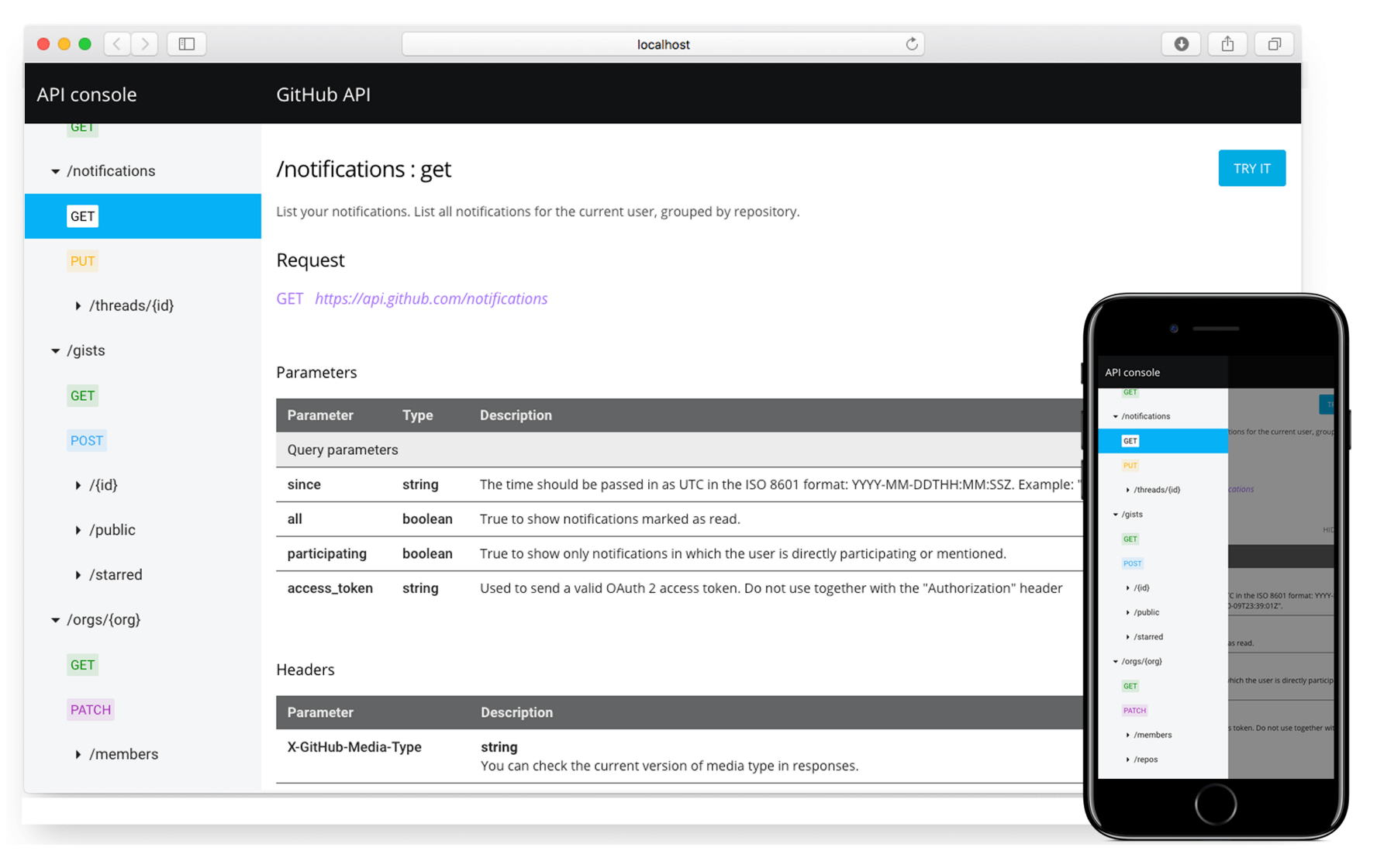 API Console