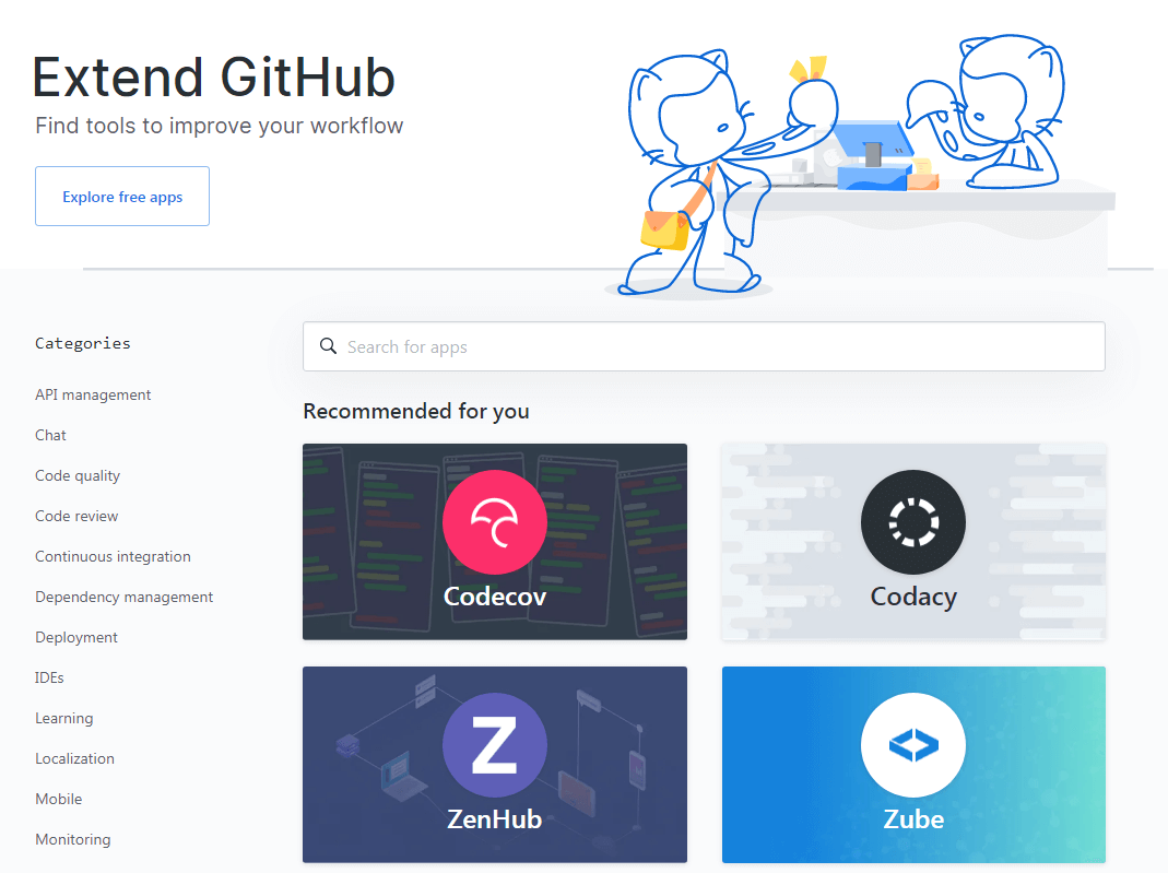 Figure 4: GitHub does a good job of having an active marketplace that offers a wide range of apps that integrate with its service. It's one of the reasons why, what started as a small hosting resource for developers, was acquired by Microsoft in 2018 for $7.5 billion.