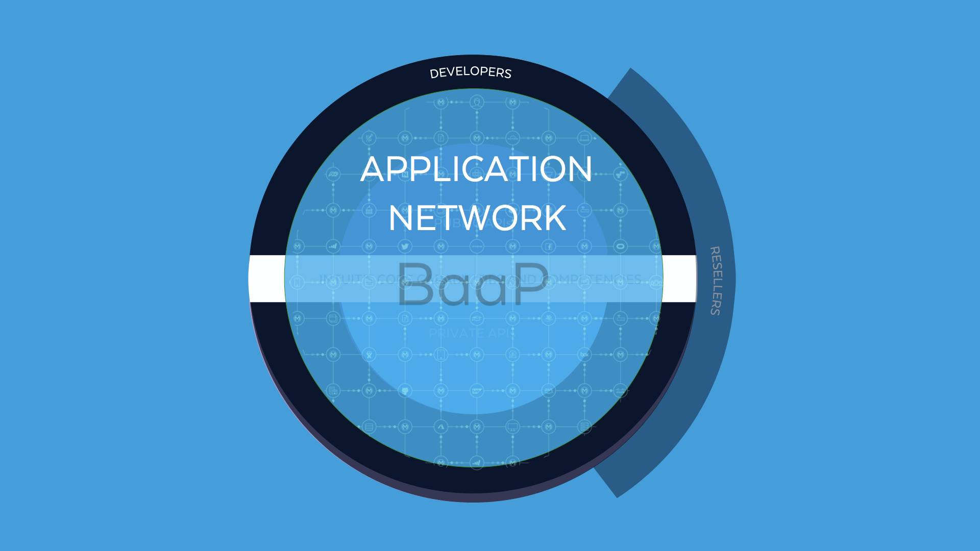 As shown in the two-tone blue area, it's essentially inclusive of API-led business-as-a-platform, the tooling that goes with it, any marketplace technologies that aid in procurement of specific customer experiences, and the applications themselves.