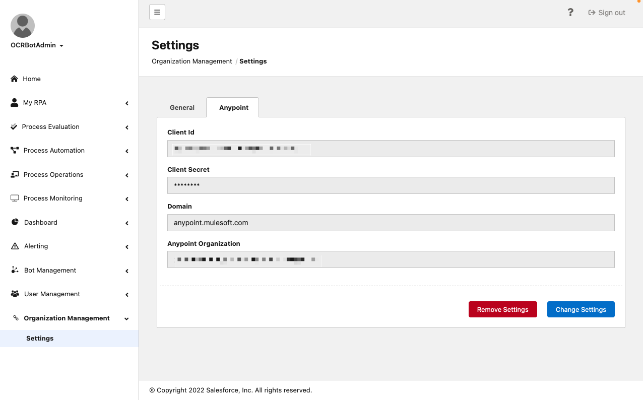 An image of OCR bot settings