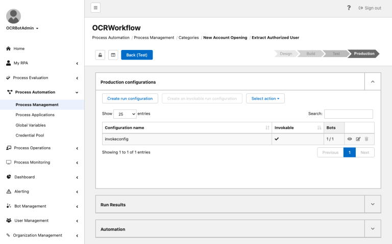 An image of OCR bot settings