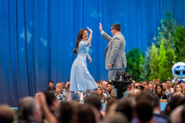 Image showing two people greeting each other