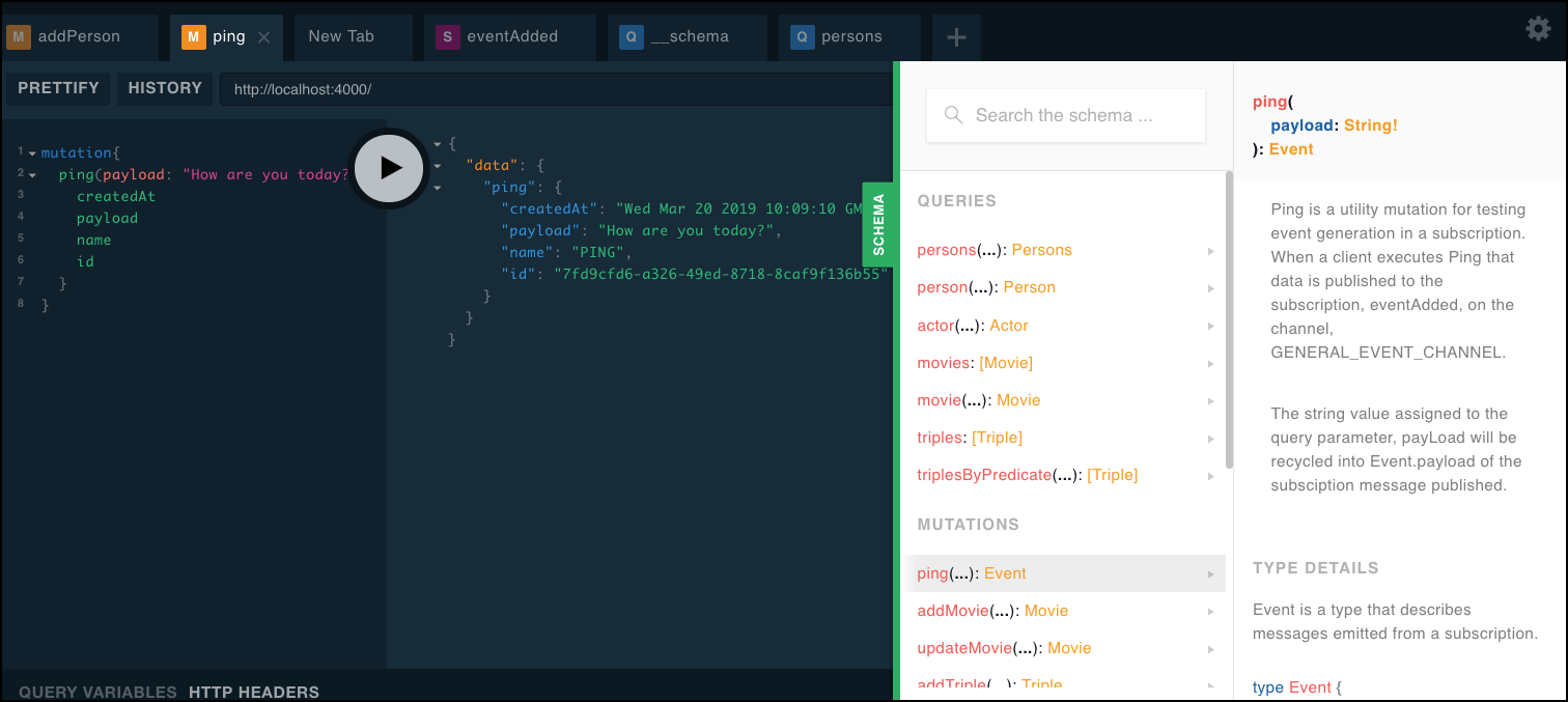 Figure 5: GraphQL introspection make it easy to generate API documentation out of the box