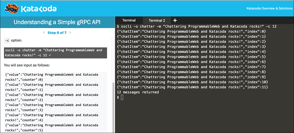 Katacoda screenshot Katacoda screenshot