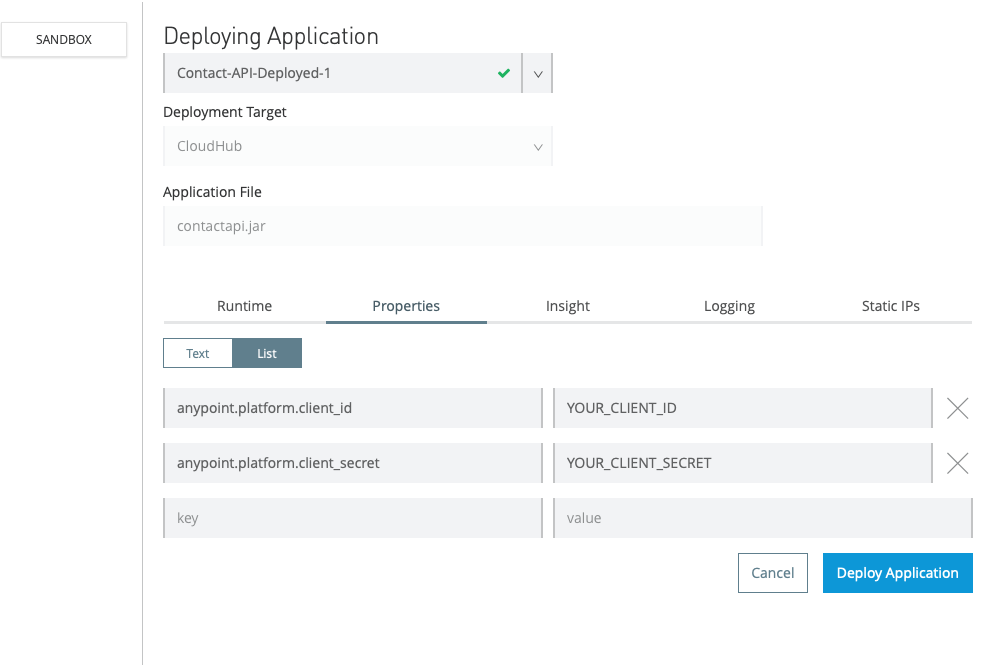Cloudhub Application Deployed